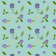 Veri Periwinkle on Eggshell Blue Mixed Media by Elizabeth Reich