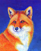 Vibrant Flame - Colorful Red Fox Painting by Rebecca Wang