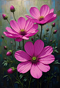 Cosmos Flower Oil Painting Digital Art by Nature Oil Painting