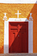Vibrant Red Door on Yellow Wall Photograph by Tatiana Travelways