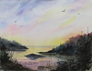 Vinalhaven at Sunset Painting by Amanda Amend