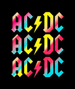 Vintage ACDC Retro Glitter Colorful Digital Art by Kirania Finest