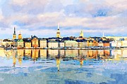 Water color of Gamla Stan in Stockholm Photograph by Steven Heap