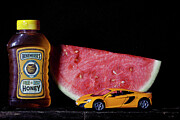 Watermelon, car and honey still life Photograph by Robert Niemeier
