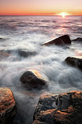Wet Rocks In The Surf At Sunrise. Photograph by Jeff Sinon