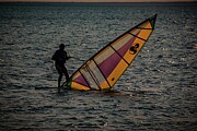Windsailing at Sunset in Door County Photograph by Deb Beausoleil