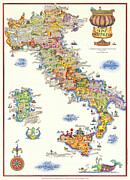 Wines of Italy - Vini D'Italia - Vintage pictorial map Mixed Media by Moira Risen Prints