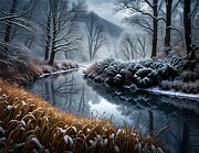 Winter Creek Digital Art by Deb Beausoleil