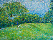 Woman Walking Dog in Griffith Park Painting by Michel Cruz-Garcia