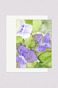 Wood Violet, February Birth Flower, with digital paper collage Mixed Media by Elizabeth Reich
