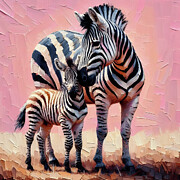 Zebra Mom and Baby Digital Art by Lucia Stewart