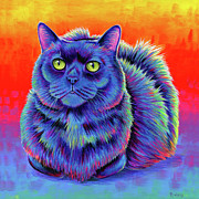 Zowie the Fiery Black Cat Painting by Rebecca Wang