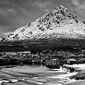 Buachaille Winter Panorama Mono Photograph by Grant Glendinning