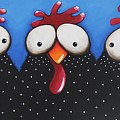 Chickens Love Blue Sky Painting by Lucia Stewart