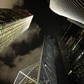 Hong Kong skyscrapers at night