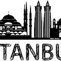 Istanbul silhouette sketch in black and white Digital Art by Rafael Salazar