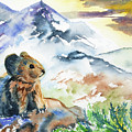 Watercolor - Pika Watching the Sunset