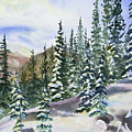 Watercolor - Winter Snow-covered Landscape