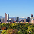 Skyline of Denver downtown with Rocky Mountains #2 Photograph by Miroslav Liska