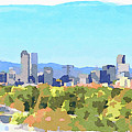 Skyline of Denver downtown with Rocky Mountains #4 Photograph by Miroslav Liska