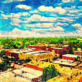 Aerial of Historic Downtown McKinney, Texas - digital painting Digital Art by Nicko Prints