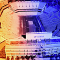 Aerial of the Ben Hill Griffin Stadium in Gainesville, Florida - orange and blue by Nicko Prints