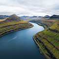 Aerial view of fjords near the village of Funningur in Faroe Islands, Denmark Photograph by Miroslav Liska