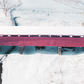 Aerial View of Wehrs Covered Bridge After Snowfall by Jason Fink