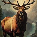 Animal painting of mountain elk by Nature Oil Painting