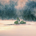 Antelope Lake in Golden Fog. Plumas County Misty Morning Photograph by Mike Lee