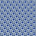 Blue Eyed Daisy Flowers, Indigo Blue Daisy Checkered Pattern by Elizabeth Reich
