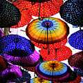 Colourful Umbrellas Hanging From Above