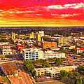 Downtown Lakeland, Florida, at sunset - digital painting by Nicko Prints