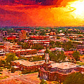 Downtown Waco, Texas, at sunset - digital painting Digital Art by Nicko Prints