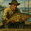 Fisherman Holding a Sarasota Grouper #1 by Antonios Valamontes