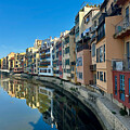 Girona Colorful Hanging Houses on Onyar River in Catalonia Spain Fine Art Print