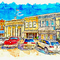 Historical buildings on the North Tennessee Street in downtown Mckinney, Texas Digital Art by Nicko Prints