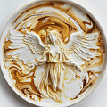 Intricate coffee art pattern depicting an angel_1 by Andre Petrov