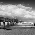 Juno Pier Surfer Pano Black and White by Laura Fasulo