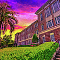 Leon High School in Tallahassee, Florida, at sunset - digital painting Digital Art by Nicko Prints