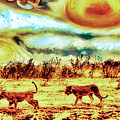 Lions with Jupiter Sky Digital Art by Bruce Block