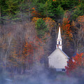 Little White Church Surrounded by Mist