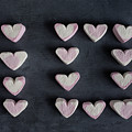 Love heart marshmallows spelling the number ten top view by Scott Lyons