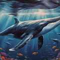 Majestic Humpback Whale Underwater by Nature Oil Painting