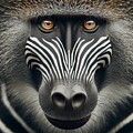 Mandrill with Zebra Stripes