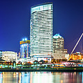 Milwaukee Bay Skyline at Night Panorama Picture Photograph by Paul Velgos