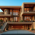 Modern Desert Villa at Sunset