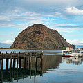 Morro Rock Reflection with Pier and Boats by Matthew DeGrushe