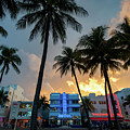 Ocean Drive in South Beach Miami at Sunset