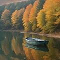 Autumn Lake Painting Oil on Canvas by Nature Oil Painting